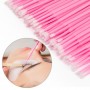Perii cu microfibra pentru gene false fir cu fir  Roz 100 bucati - 06130